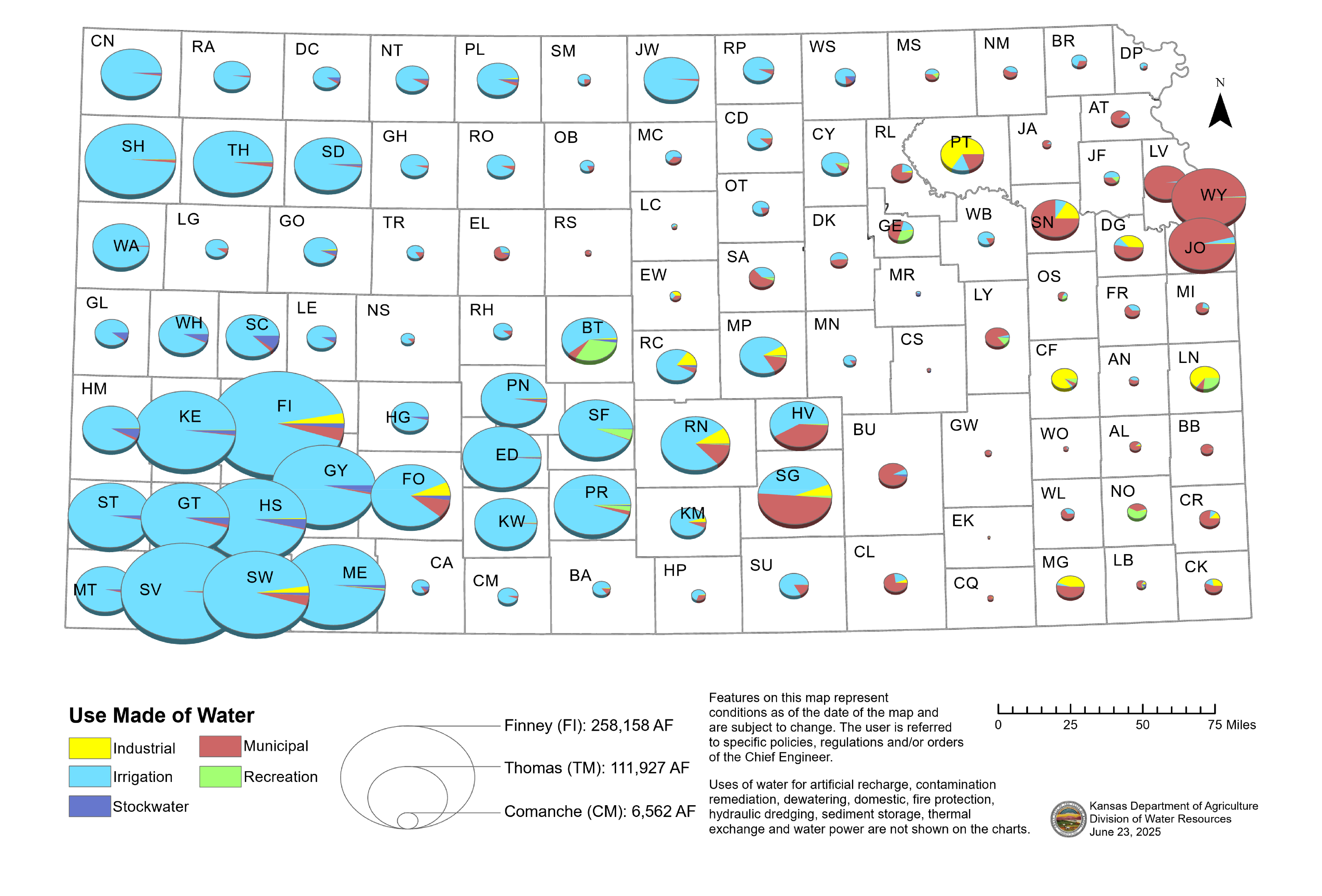 2024 Reported Water Use for Kansas Counties