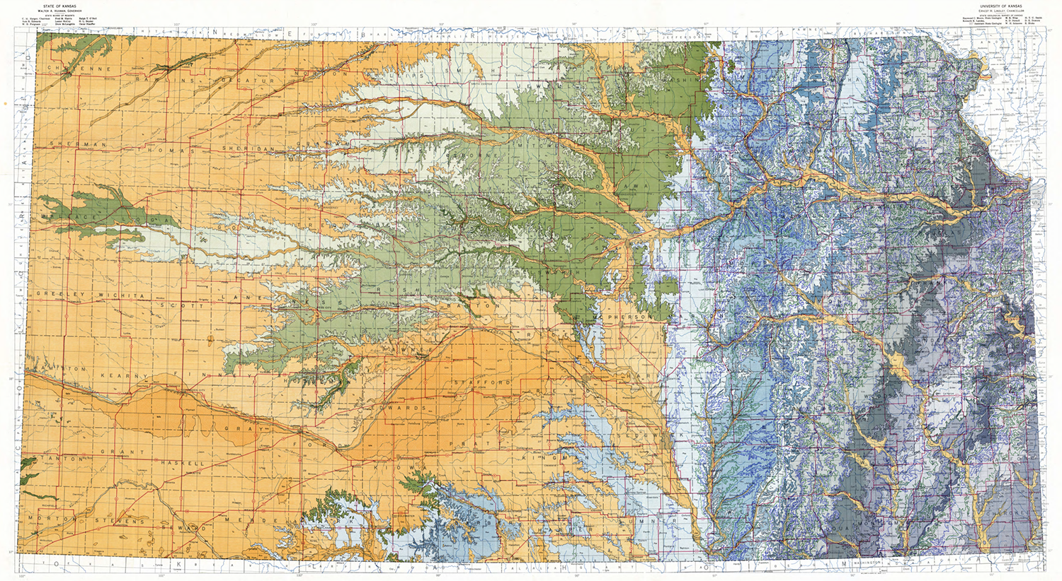 1937 geologic map of Kansas