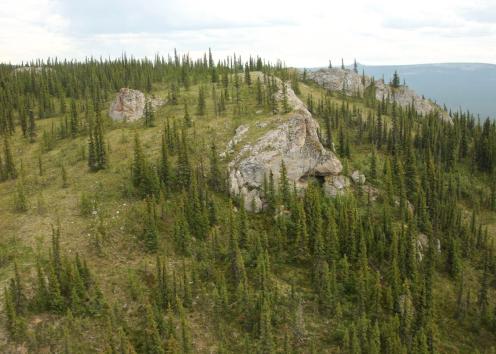 View of the limestone ridge at Bluefish Caves.